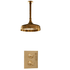 Traditional Francone BTS15 ceiling-mounted thermostatic shower with a round head in unlacquered brass.