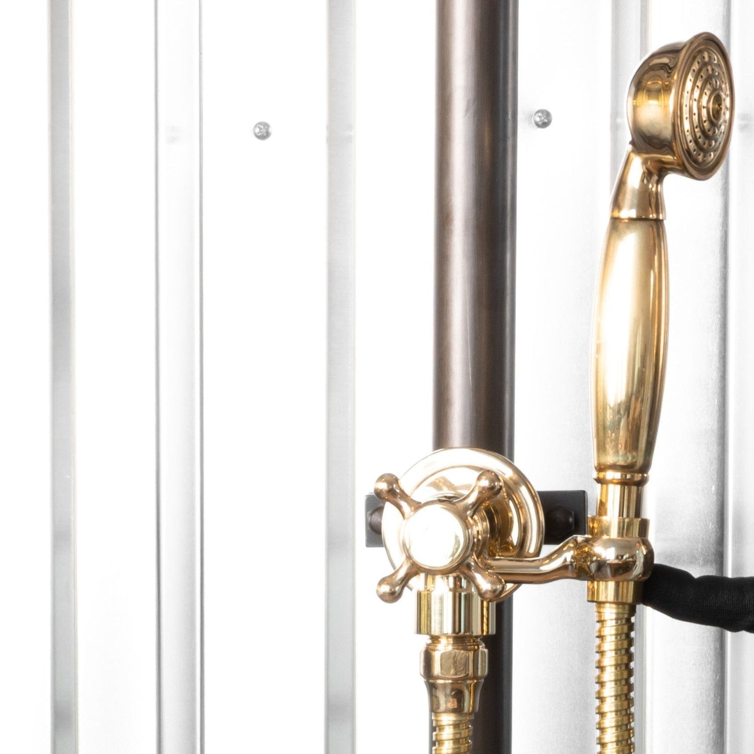 The Francone BTS20 traditional wall-mounted hand shower in solid brass, featuring vintage-style detailing.