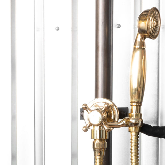 The Francone BTS20 traditional wall-mounted hand shower in solid brass, featuring vintage-style detailing.