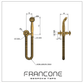 Technical drawing with dimensions for the Francone BTS20 traditional solid brass wall-mounted hand shower.