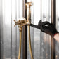 The Francone BTS20S traditional unlacquered brass wall mounted hand shower and bidet spray.