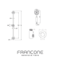 Technical drawing with dimensions for the Francone BTS21 solid-brass sliding rail hand-held shower.
