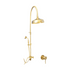 Francone BTS27 traditional column shower with hand shower and mixer faucet in unlacquered brass.