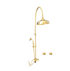 Traditional Francone BTS29 unlacquered brass column shower featuring a rain shower head, hand shower, and dual controls.