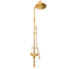 Francone BTS3 unlacquered brass exposed thermostatic column shower with hand shower and bath filler.