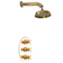 Francone BTS36 traditional unlacquered brass thermostatic shower with an oval backplate and XL arm.