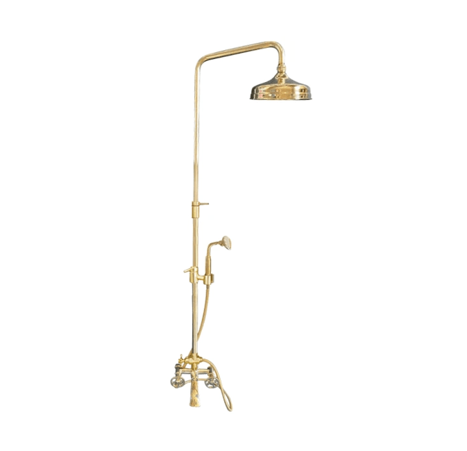 Traditional Francone BTS38 solid brass adjustable column shower with a hand shower and bath filler.