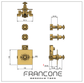 Technical drawing with dimensions for the Francone BTS41D solid brass concealed thermostatic shower.