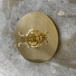 Francone BTS41D round thermostatic shower control plate in unlacquered brass with traditional cross handles.