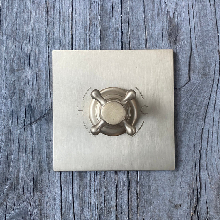 Traditional Francone BTS41D square solid brass thermostatic shower control valve with a classic cross handle.