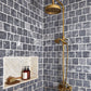Installed Francone BTS42 unlacquered brass thermostatic column shower with hand shower.