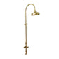Traditional Francone BTS48 unlacquered brass thermostatic column shower with bath filler for luxury bathrooms.