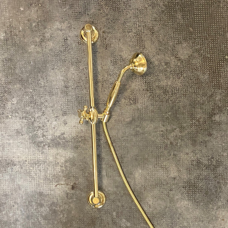 Francone BTS51 solid brass hand-held shower with sliding rail for a traditional bathroom.