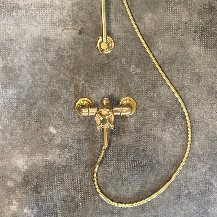 Traditional Francone BTS51 solid brass thermostatic shower valve, handcrafted in Italy.