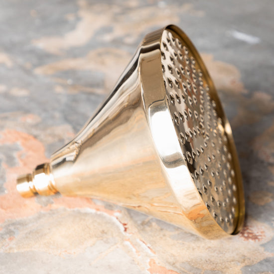 Traditional Francone BTS52 bell showerhead in unlacquered brass, handcrafted from solid brass.