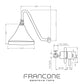 Technical drawing with dimensions for the Francone BTS55 solid brass wall mounted progressive shower mixer.