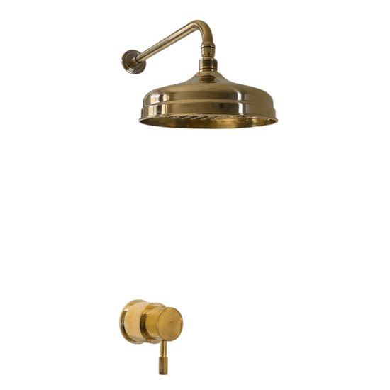 Traditional Francone BTS6 wall-mounted shower faucet set with mixer in unlacquered brass for luxury bathrooms.