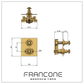 Technical drawing with dimensions for the Francone BTST2 solid brass thermostatic shower mixer.