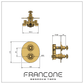 Technical drawing with dimensions for the Francone BTST2 bespoke solid brass thermostatic shower mixer.