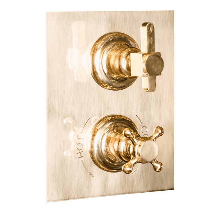 Francone BTST2 traditional thermostatic shower mixer faucet in unlacquered brass.