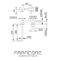 Technical drawing with dimensions for the Francone SS42 wall-mounted solid brass mixer tap and bathroom faucet.