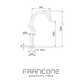 Technical drawing with dimensions for the Francone SS67 solid brass floor-mounted tap and faucet.