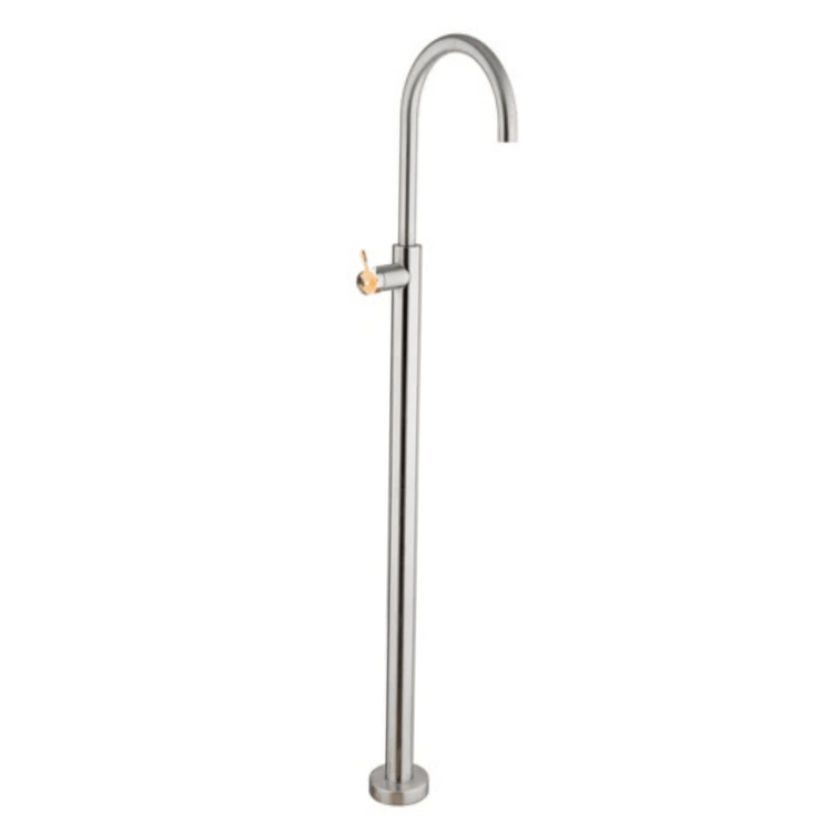 Francone SS77 bespoke solid brass floor mounted bathroom mixer tap and faucet, handcrafted in Italy.