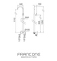Technical drawing with dimensions for the Francone SS77 solid brass floor-mounted tap and faucet mixer.