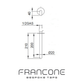 Technical drawing with dimensions for the Francone SSA15 wall-mounted solid brass spout.