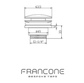 Technical drawing with dimensions for the Francone SSA4 solid brass dual click clack basin waste.