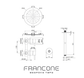 Technical drawing with dimensions for the Francone SSS17 round solid brass ceiling mounted shower.