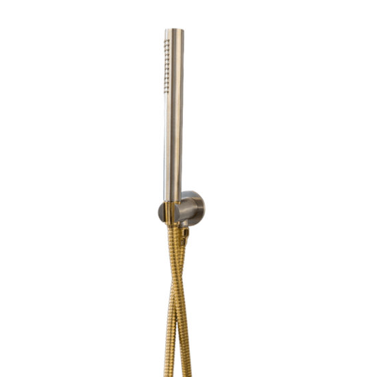 Francone SSS23 wall-mounted hand-held brass shower with hose in mixed metals.