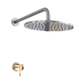 A Francone SSS6 Classic wall-mounted round shower head and matching mixer control in solid brass.