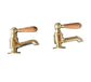 BT15W No 2 Pillar taps solid brass with wooden levers