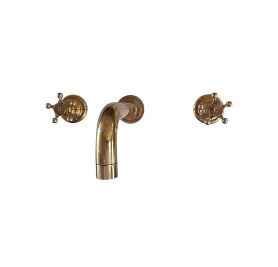 BT82 3 hole wall mounted basin taps with timeless Star handles
