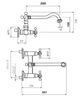 Technical drawing with dimensions for the Francone BT12 traditional wall-mounted bathroom faucet.