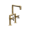Francone BT13 deck-mounted industrial bathroom faucet in unlacquered brass with cross handles.