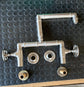 Francone BT13 industrial deck-mounted faucet in unlacquered brushed brass with wheel handles.
