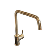 A Francone BT14 kitchen mixer tap and faucet in unlacquered brass with a sleek swivel spout.