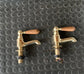 Traditional Francone BT15W unlacquered brass bathroom pillar taps, also known as faucets, with wooden lever handles.