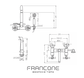 Technical drawing with dimensions for the traditional Francone BT22D solid brass deck-mounted bath filler faucet.