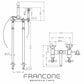 Technical drawing with dimensions for the Francone BT22F traditional floor-mounted brass bath filler faucet.