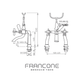 Technical drawing with dimensions for the Francone BT23D deck mounted bath filler tap and hand shower.