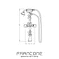 Technical drawing with dimensions for the Francone BT23TF solid brass floor-mounted thermostatic bath filler faucet.