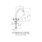 Technical drawing with dimensions for the Francone BT24 traditional deck-mounted swivel spout faucet.