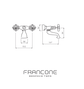 Technical drawing with dimensions for the Francone BT25F floor-mounted solid brass bathroom tap.