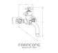 Technical drawing with dimensions for the Francone BT34TW wall-mounted thermostatic solid brass bath filler tap.