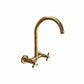 Traditional Francone BT35 unlacquered brass wall-mounted faucet with a swivel spout.