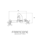 Technical drawing with dimensions for the Francone BT40S bespoke wall-mounted traditional brass faucet.