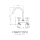 Technical drawing with dimensions for the Francone BT49R traditional double-handle kitchen tap and faucet.